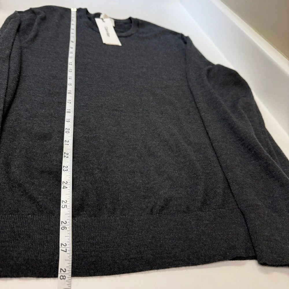NWT Calvin Klein Mens Merino Wool Crewneck Sweater Size Large Classic Gunmetal